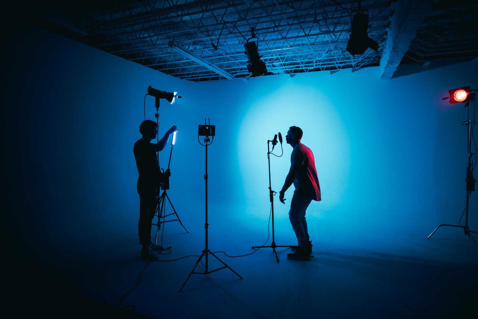 Filmmakers in a studio
