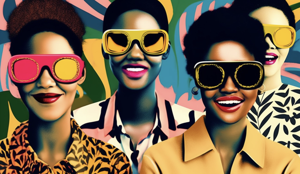 fyra tjejer med solglasögon